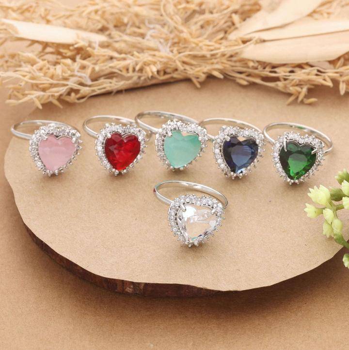 Silver Heart shaped multicolor finger Ring 406  Fashion jewellery suppliers in Kolkata